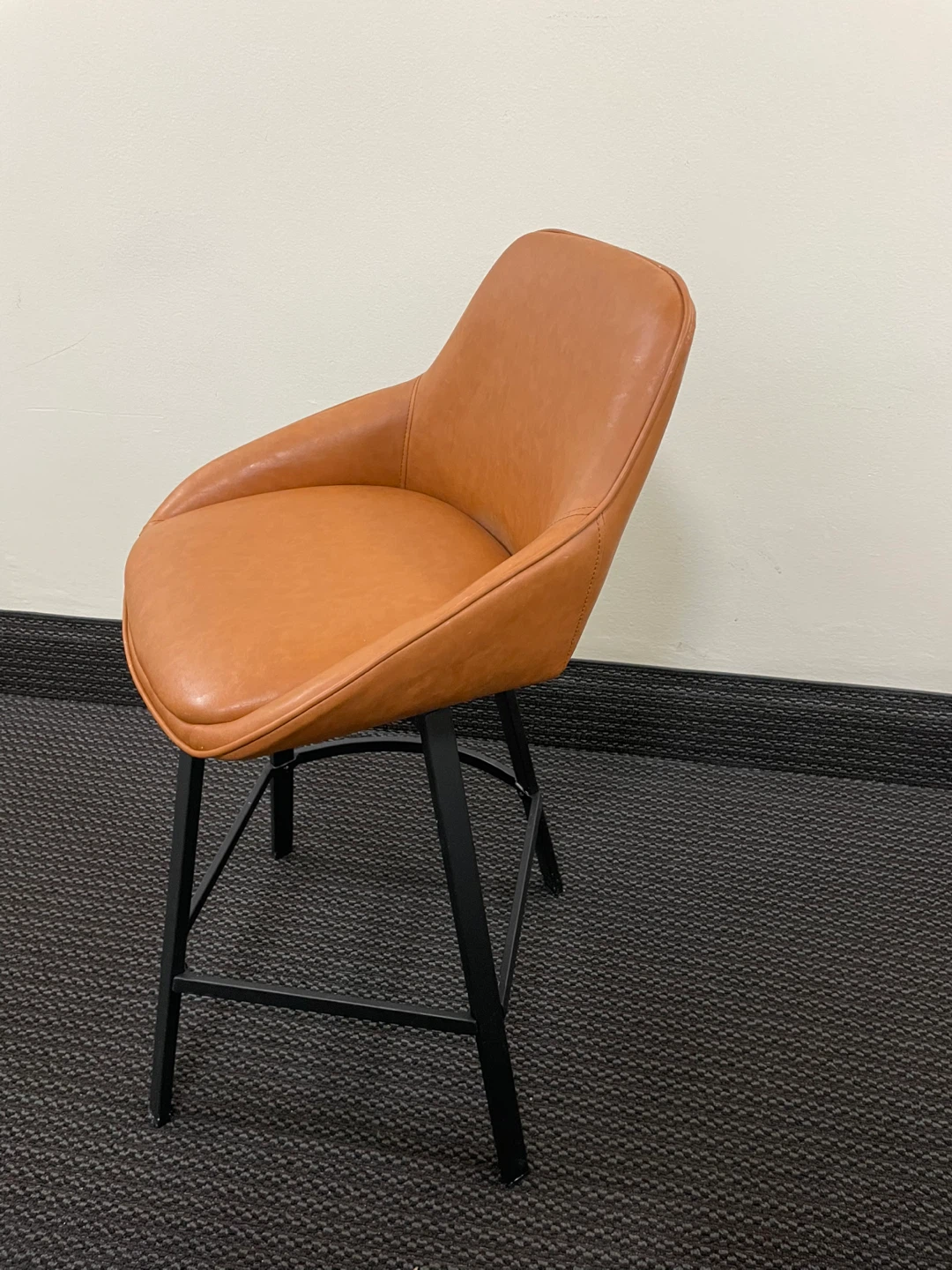 Brown Faux Leather Swivel Bar Stool - photo 2