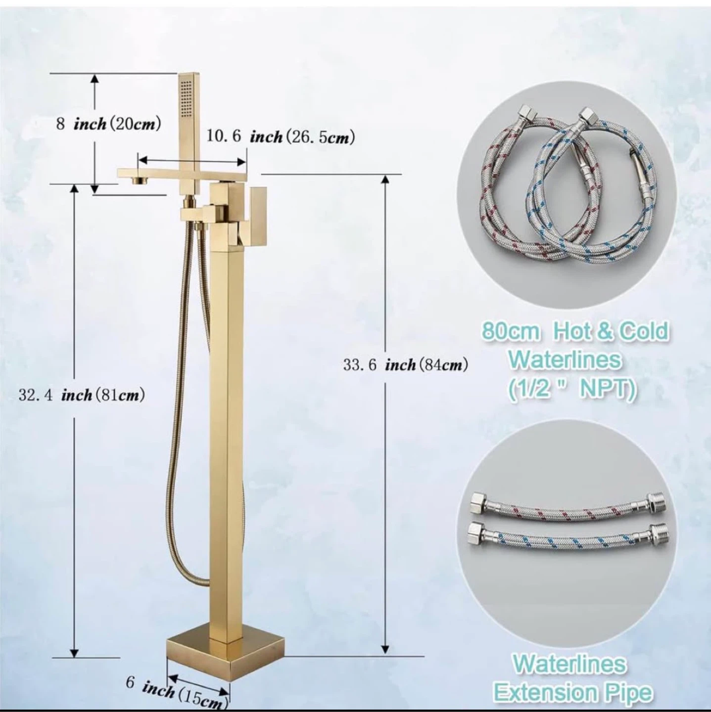 New Tub Filler Faucet Floor mounted.  Gold - photo 2