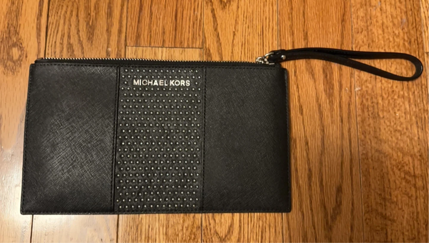 Michael Kors Black Studded Wristlet Clutch