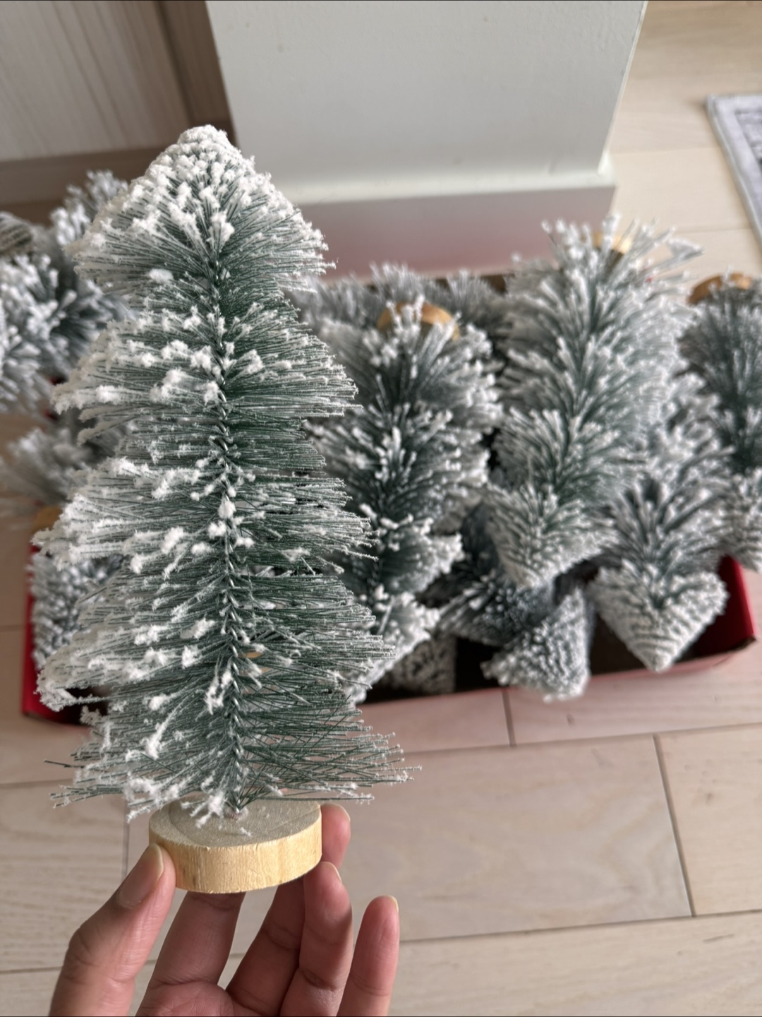 Mini Flocked Bottle Brush Christmas Trees