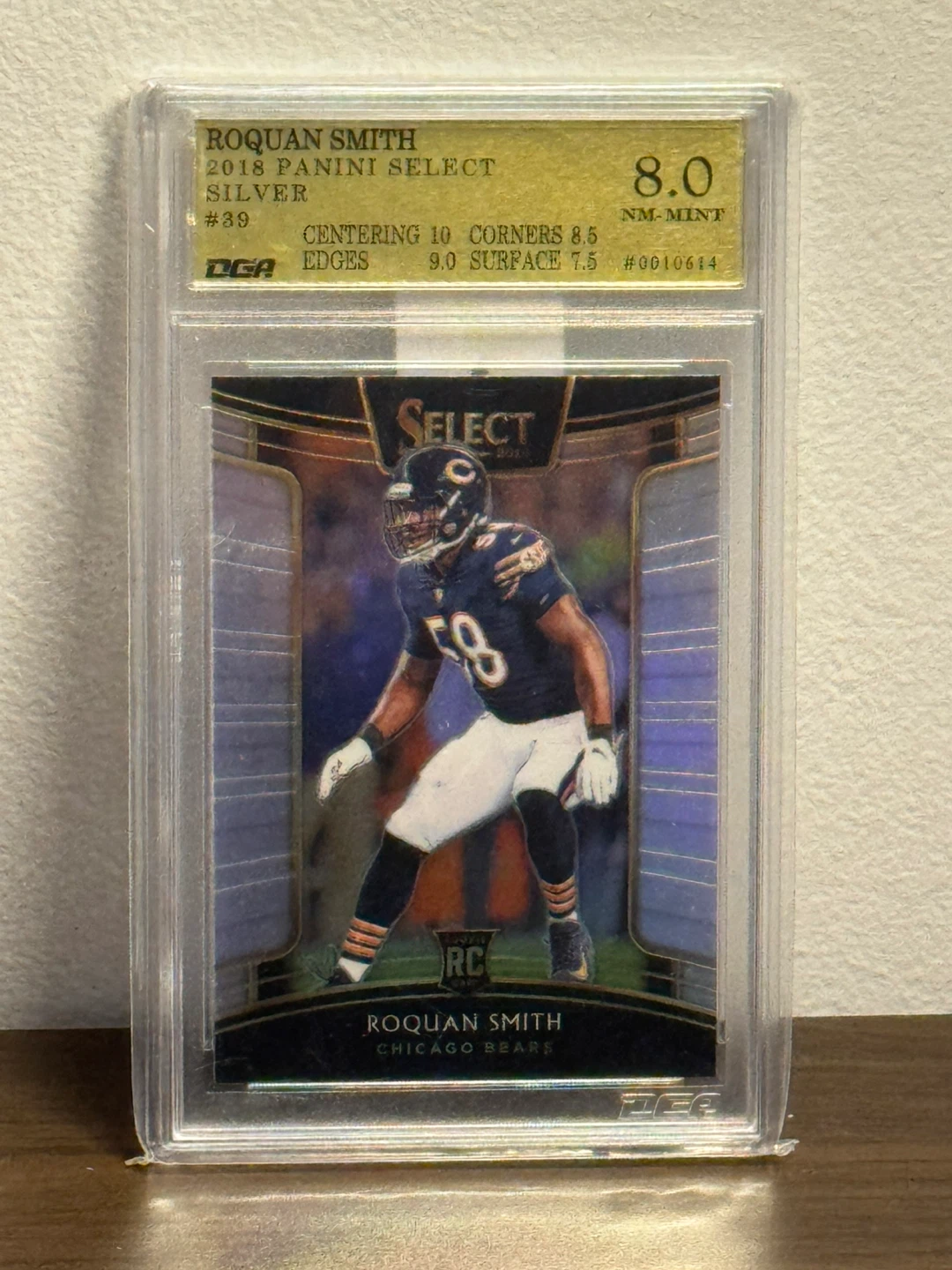 Roquon Smith 2018 Panini Select Silver RC Card Graded 8.0