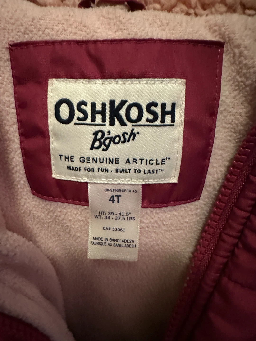 OshKosh B'gosh Puffer Jacket - Size 4T - photo 2