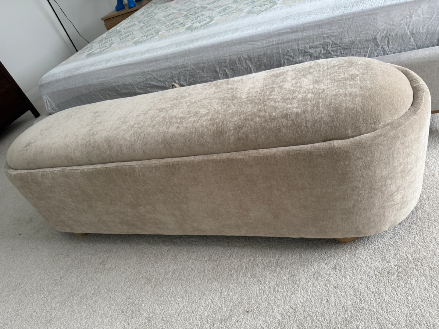 Beige Storage Ottoman Bench