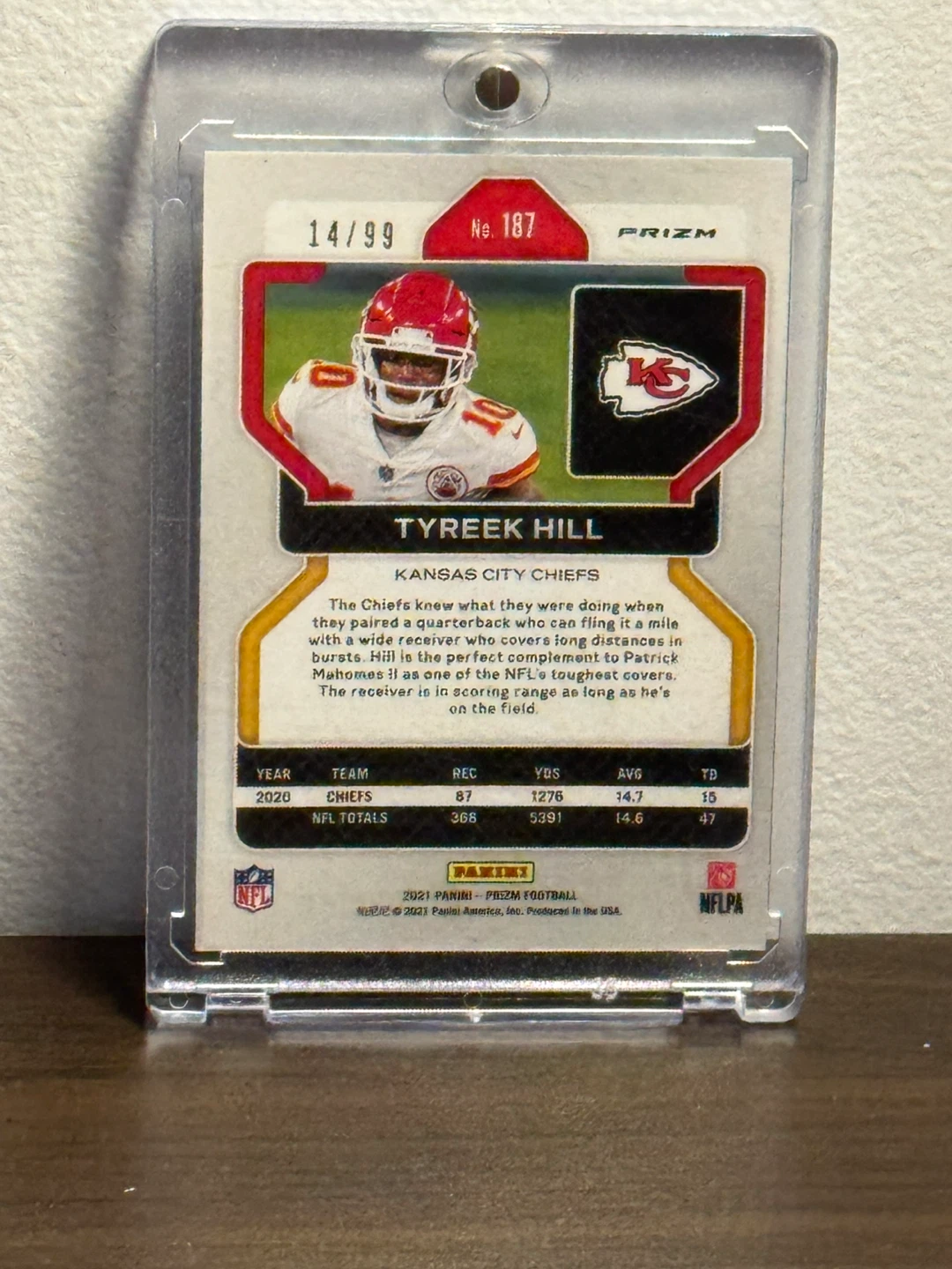 2021 Panini Prizm Tyreek Hill Chiefs Football Card #187 - photo 2