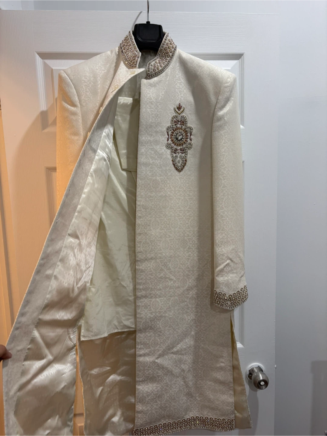 Cream Sherwani with Embellishment - photo 3