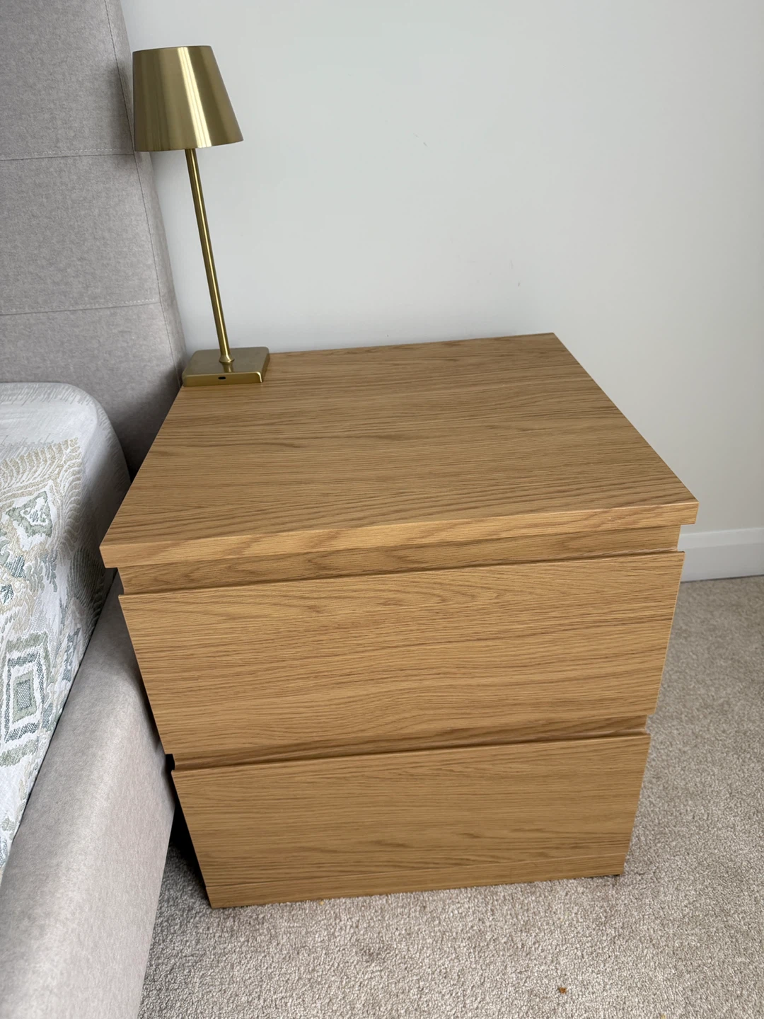 Wooden Nightstand with Two Drawers