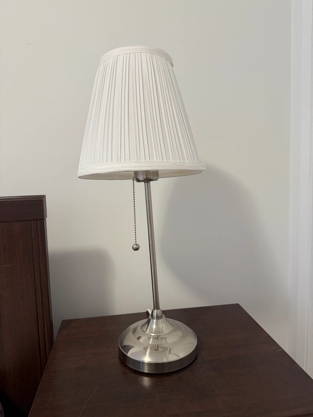 Table Lamp with White Pleated Shade