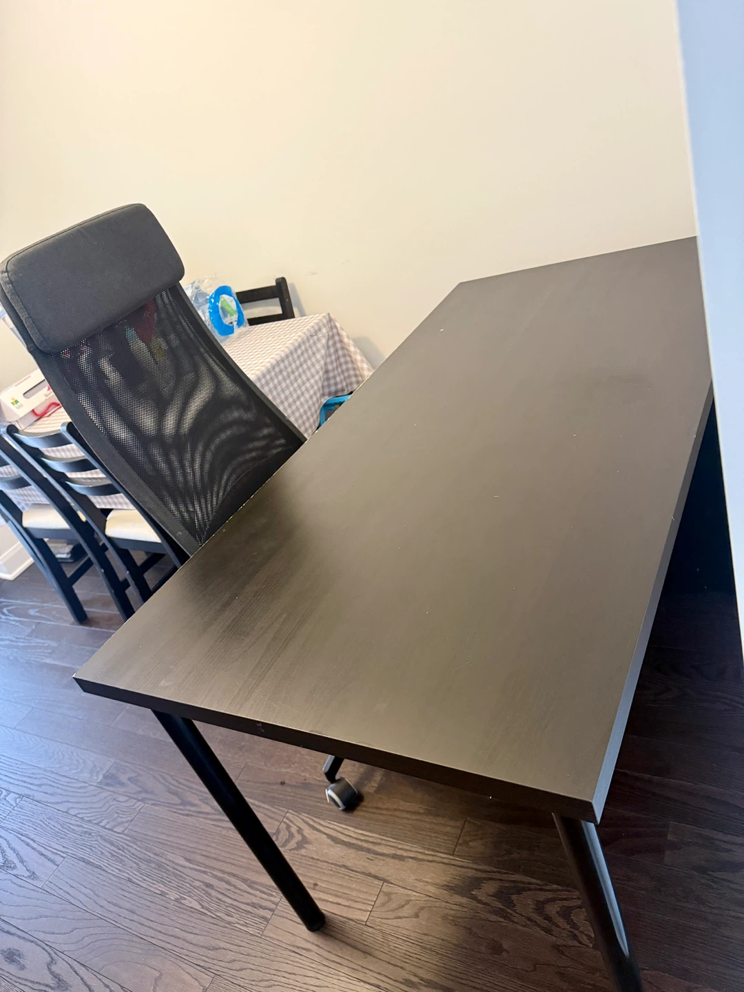 Dark Brown Desk with Drawer Unit and office Chair - photo 4