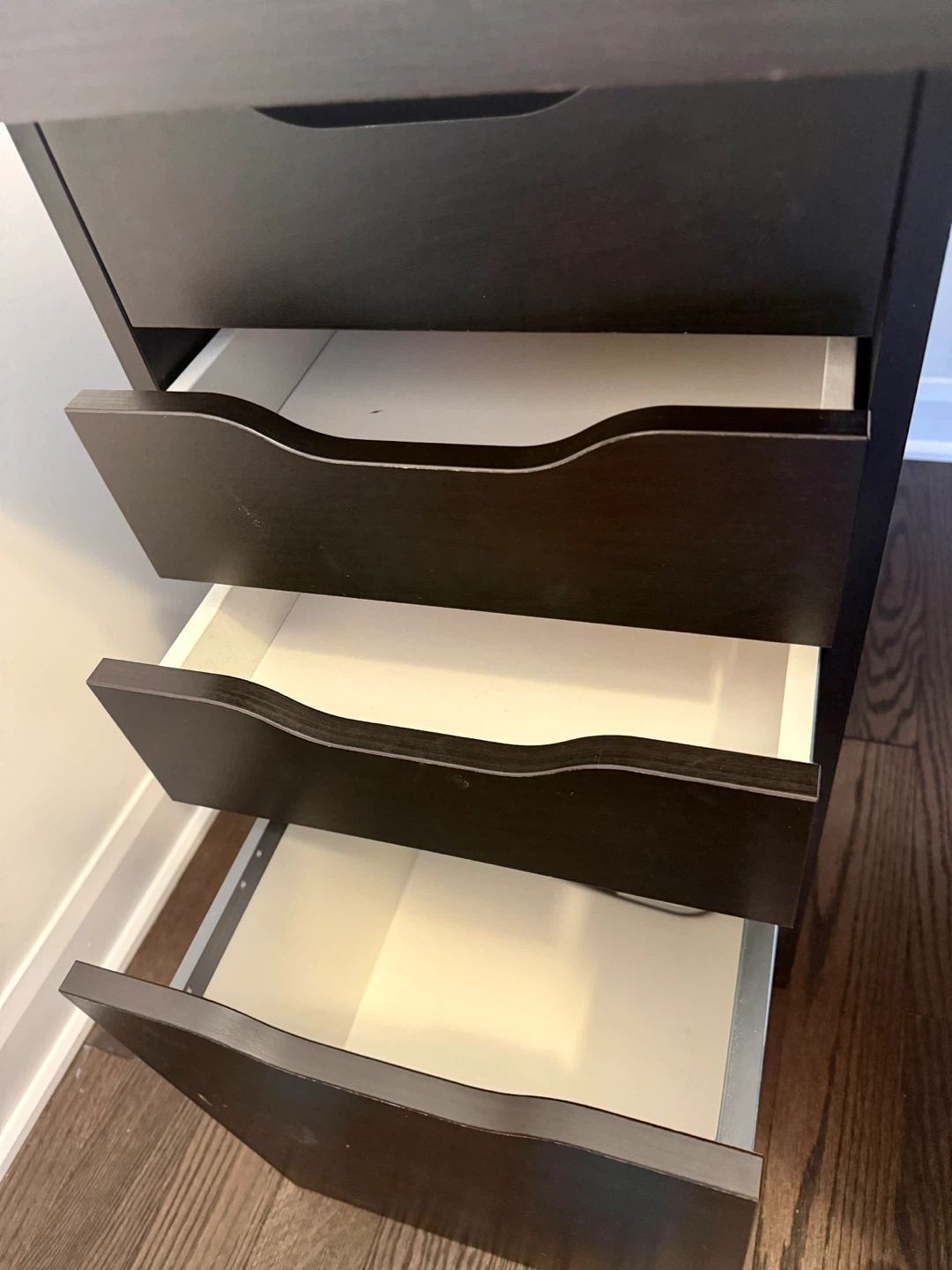 Dark Brown Desk with Drawer Unit and office Chair - photo 3