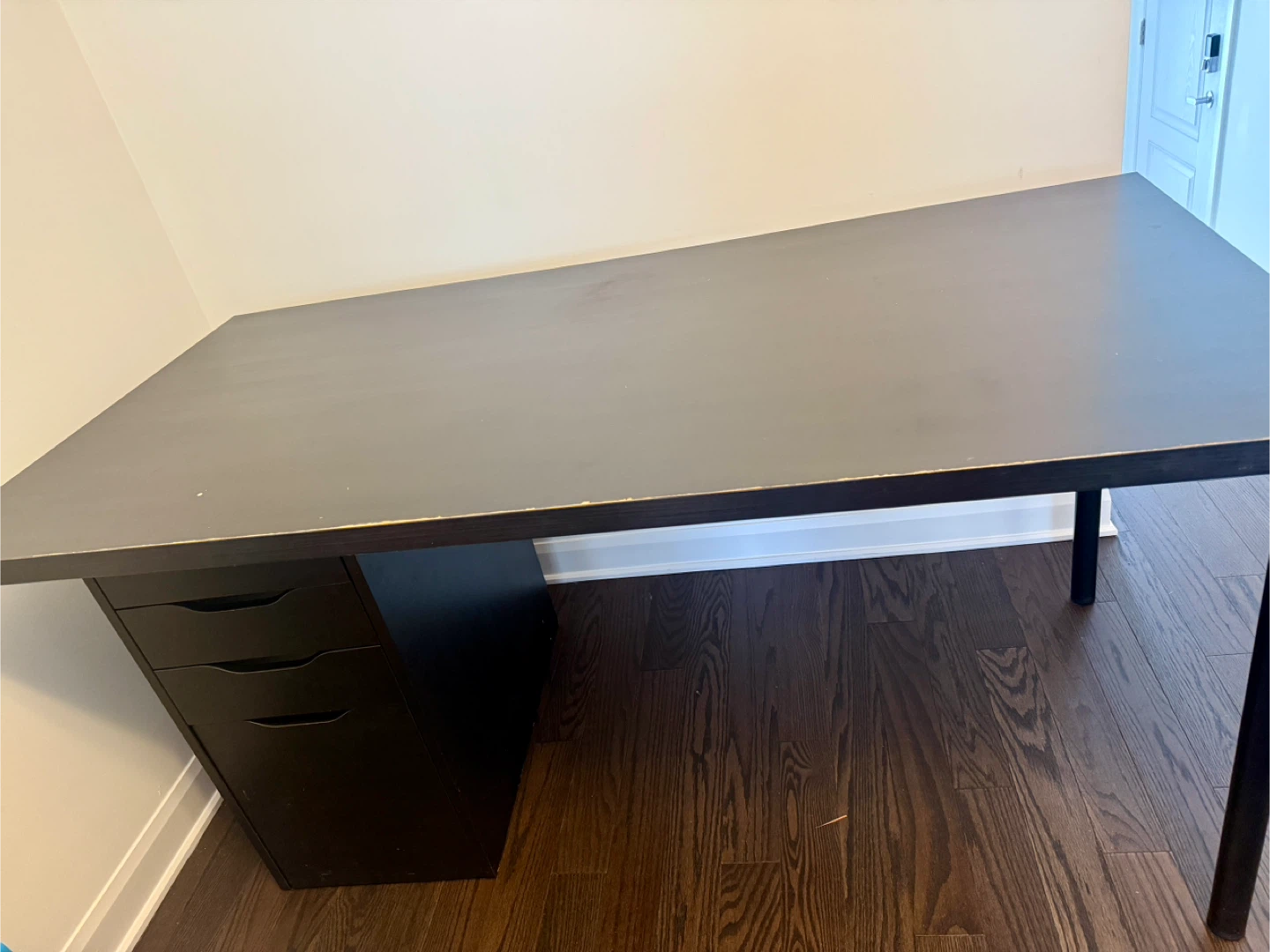 Dark Brown Desk with Drawer Unit and office Chair - photo 2