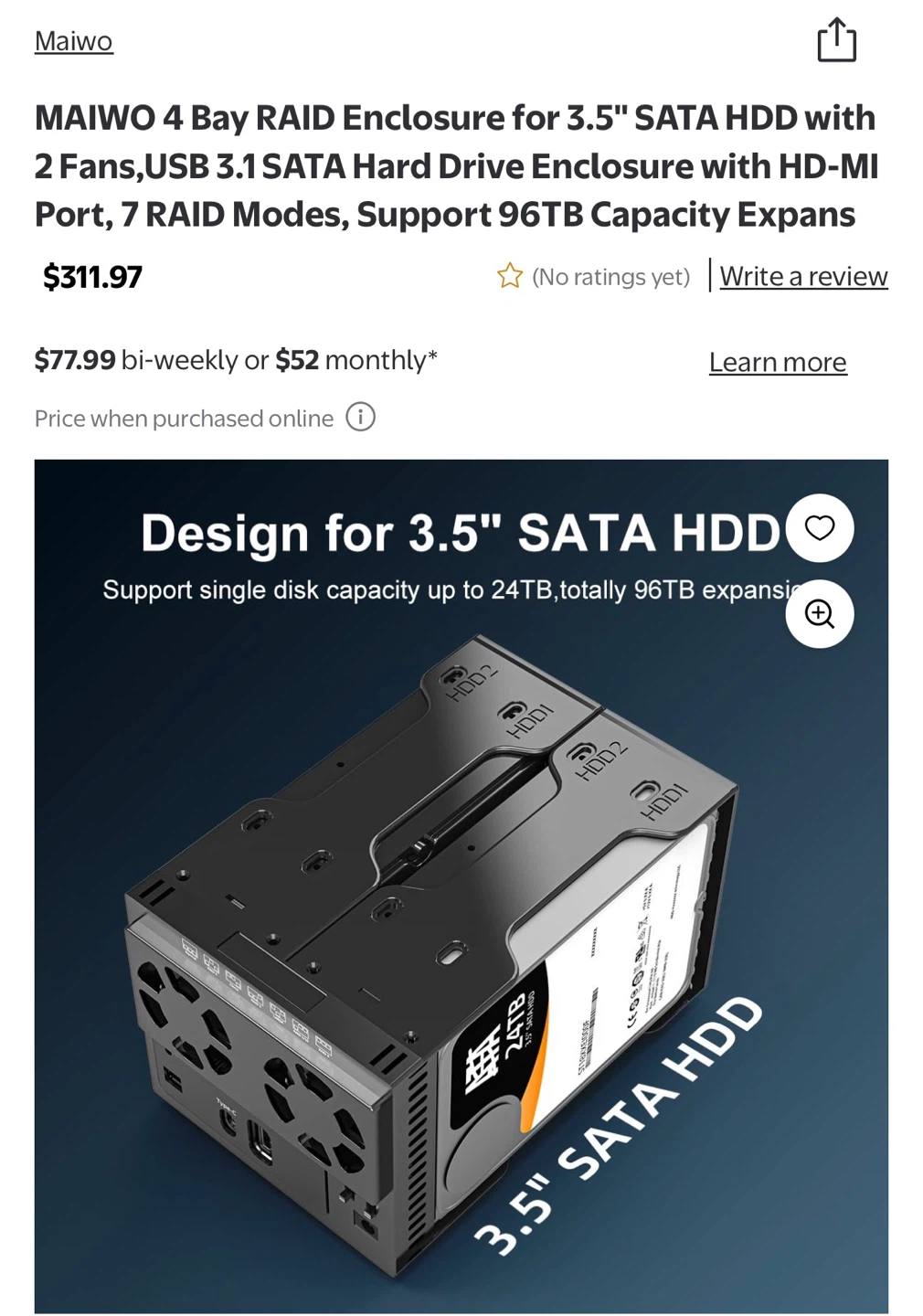 MAIWO 4 Bay RAID Enclosure for 3.5" SATA HDD - photo 5