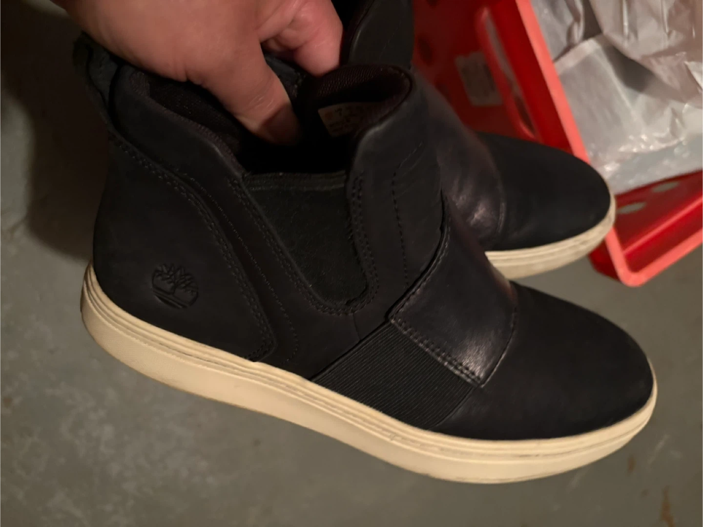 Timberland Black Leather Slip-On Boots - Men's