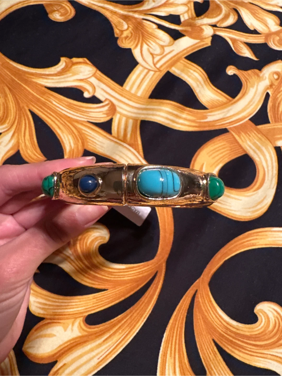 Susan Graver Gemstone Hinged Bangle Bracelet - photo 2