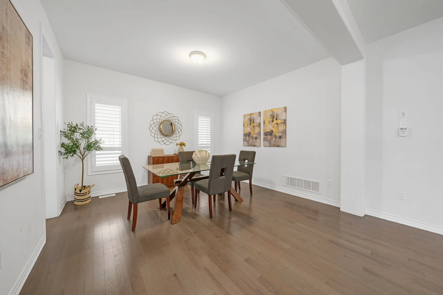 Glass and Wood Dining Table with 4 Chairs