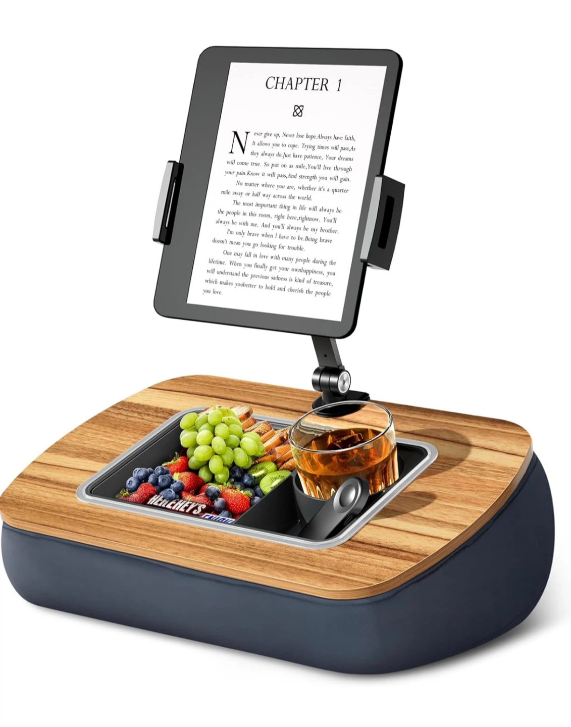 Adjustable Tablet Holder and Lap Desk with Snack Tray