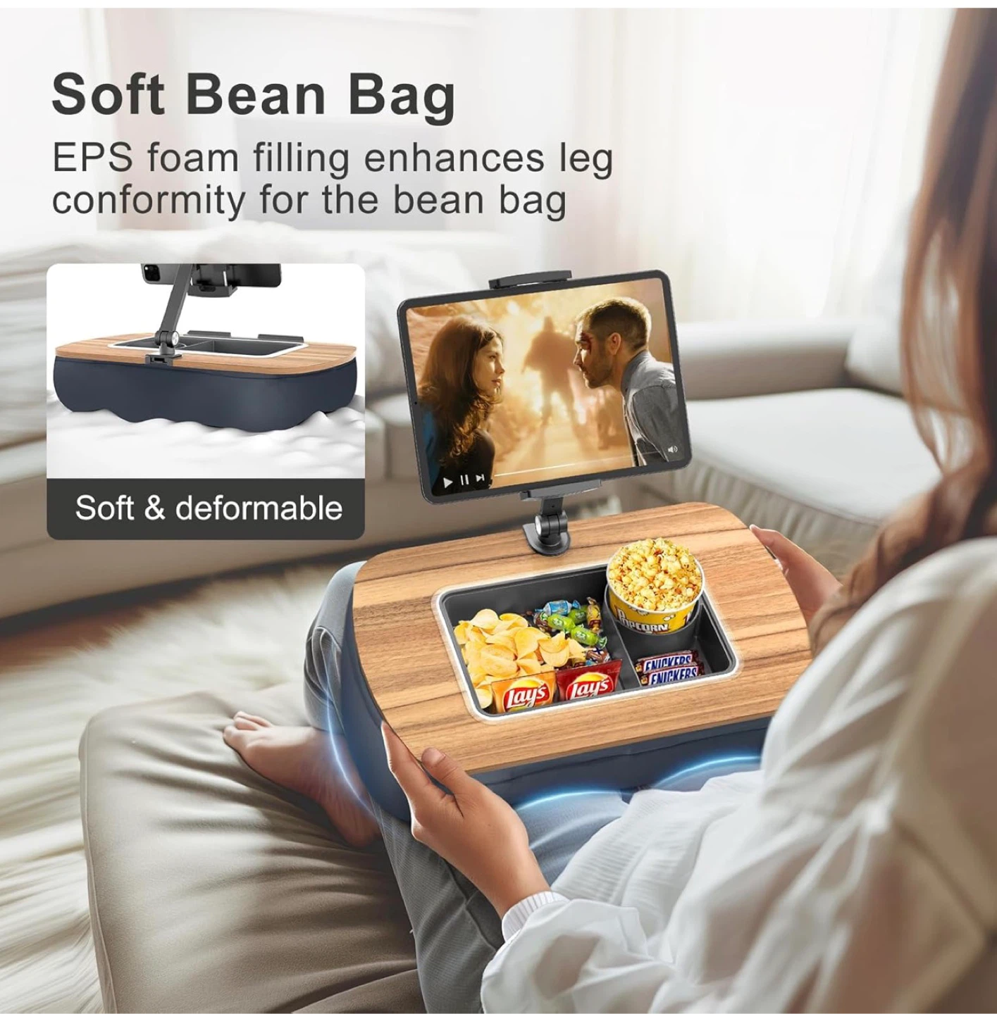 Adjustable Tablet Holder and Lap Desk with Snack Tray - photo 2