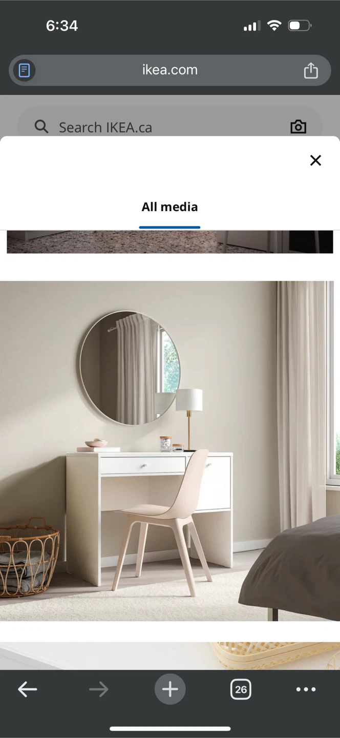White dressing desk, Mirror, transparent Floor Protector. - photo 2
