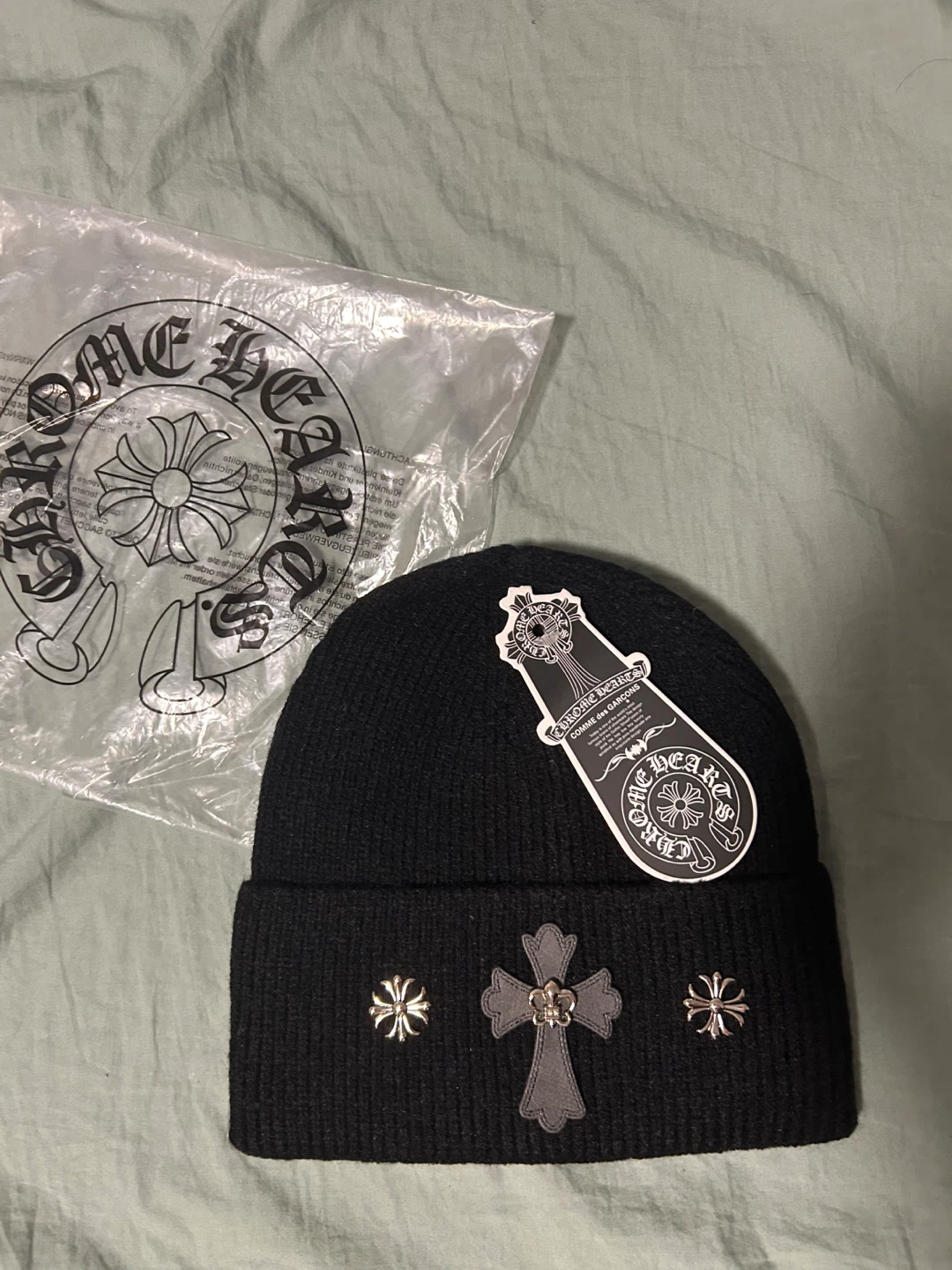 Chrome Hearts Black Beanie with Crosses
