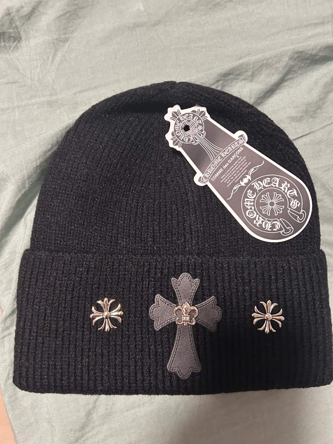 Chrome Hearts Black Beanie with Crosses - photo 2