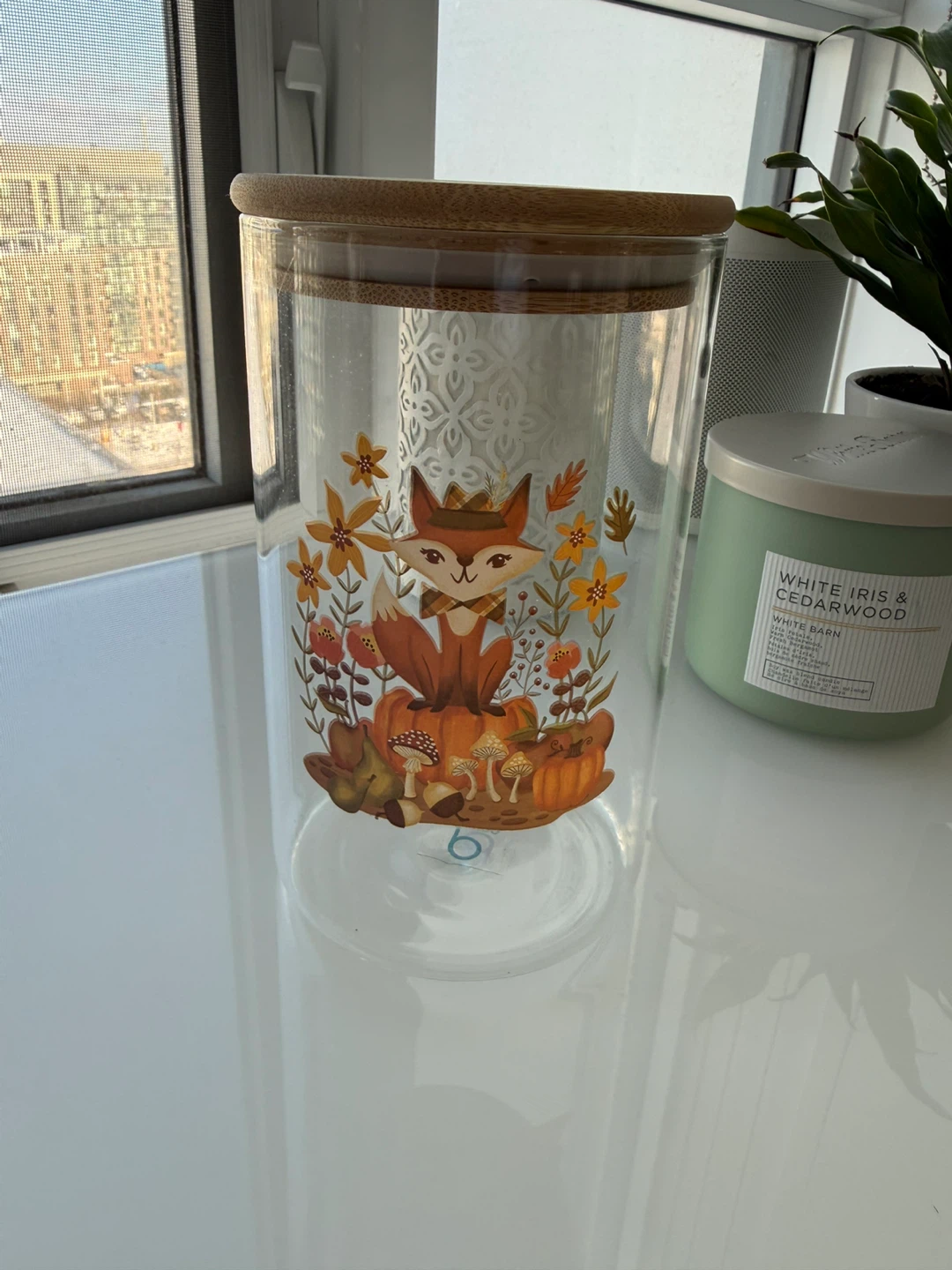 Glass Jar with Fox Design