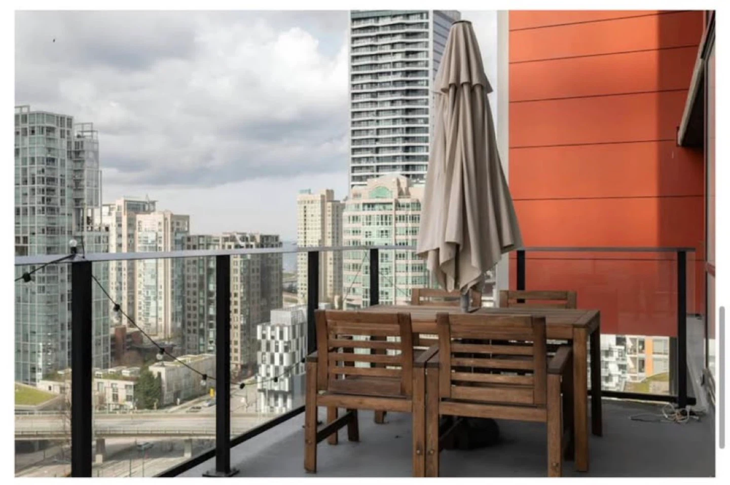 Wooden Patio Dining Set with Umbrella