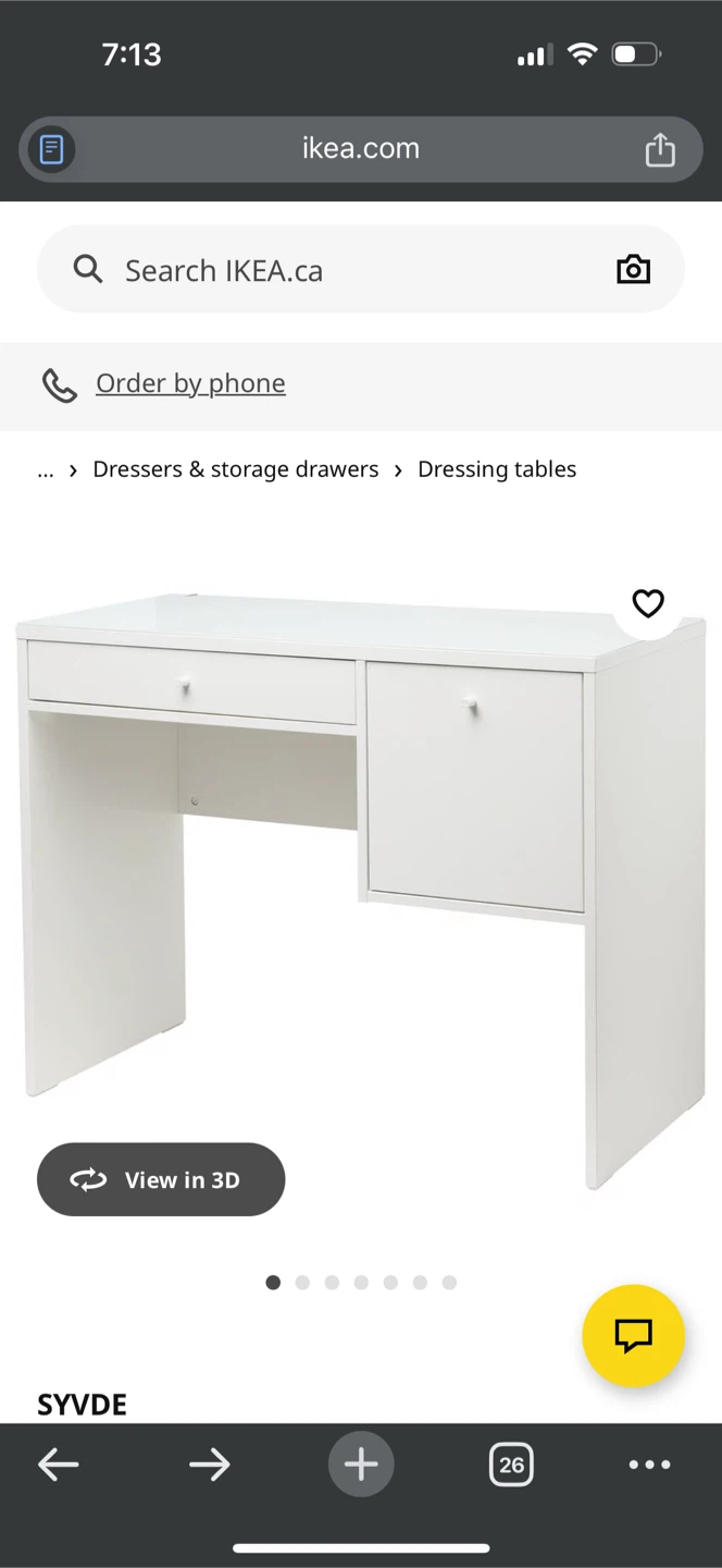 White dressing desk, Mirror, transparent Floor Protector.