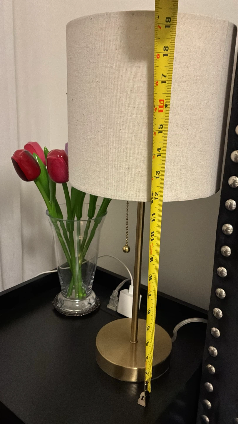 Pair of Gold Bedside Lamps with Cream Shade - photo 5