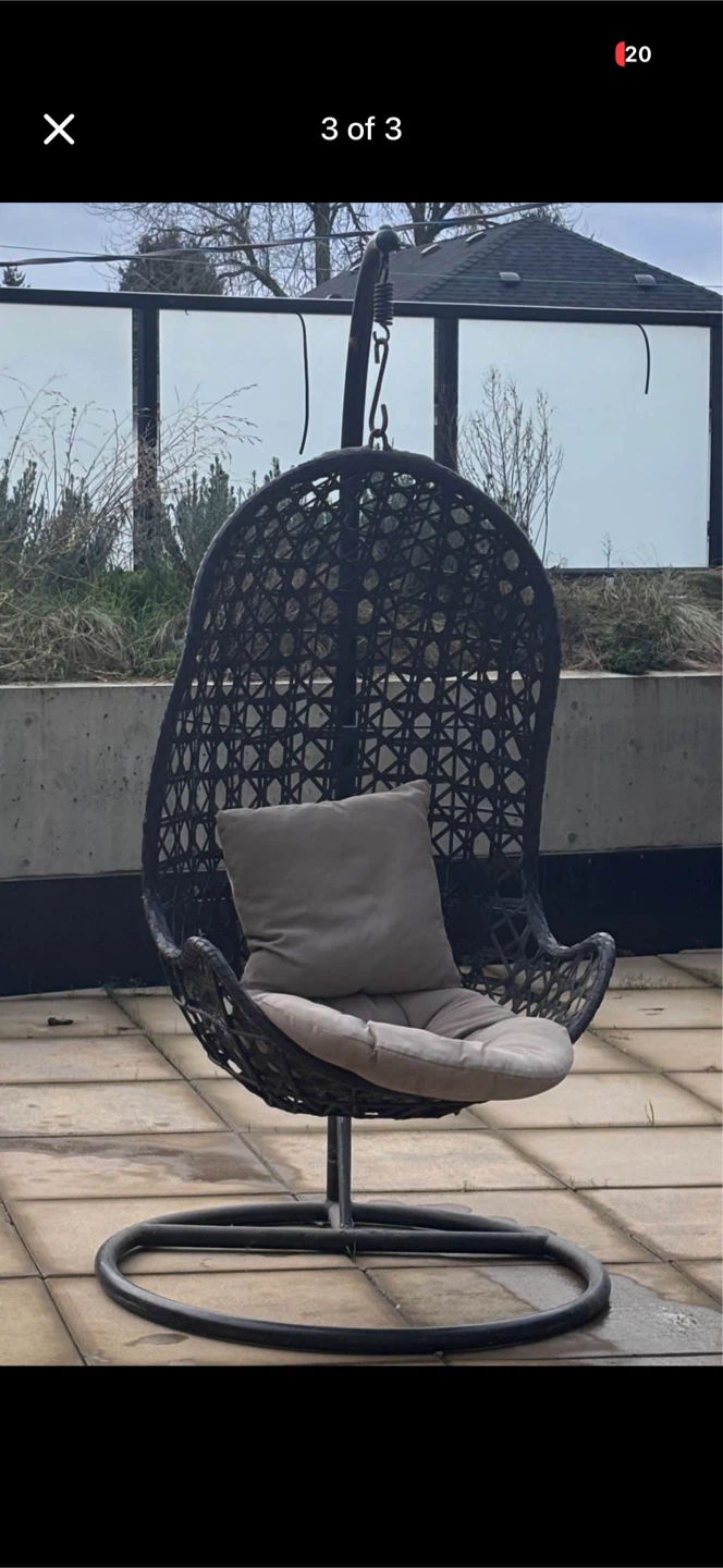 Hanging Egg Chair with Stand and Cushions