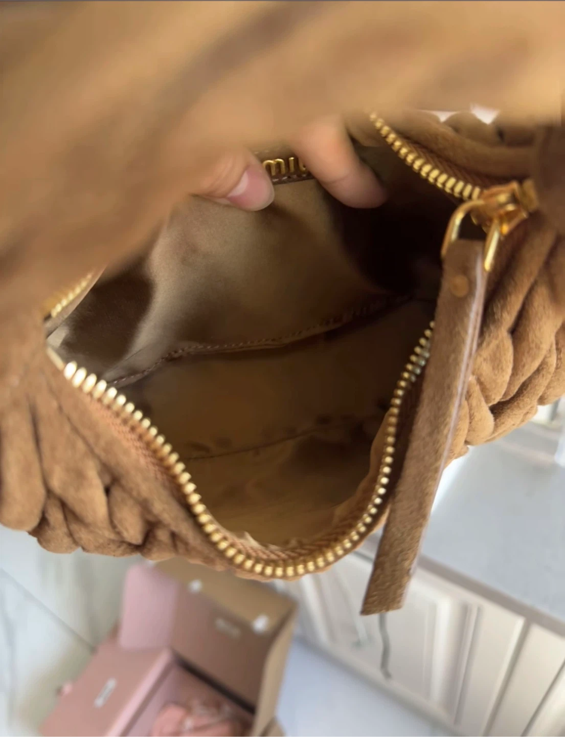 Miu Miu Matelassé Hobo Bag - Brown Suede - photo 3