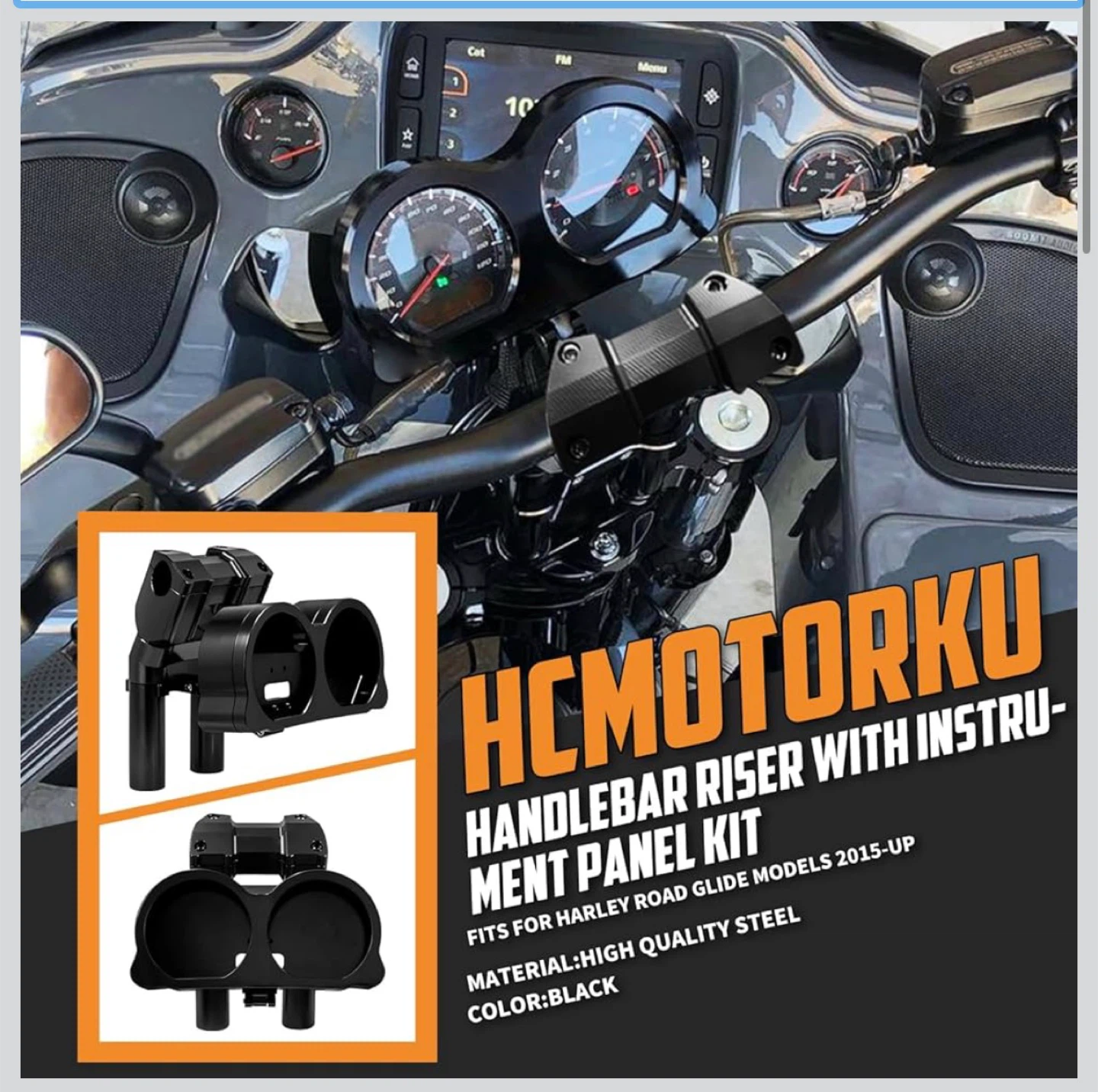 Handlebar Riser with Instrument Panel Kit for Harley Road Glide - photo 2