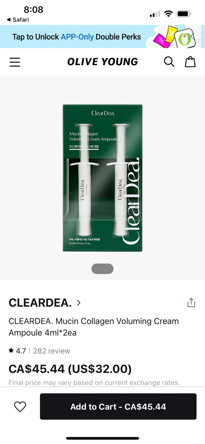 CLEARDEA. Mucin Collagen Voluming Cream Ampoule 4ml*2ea - photo 2