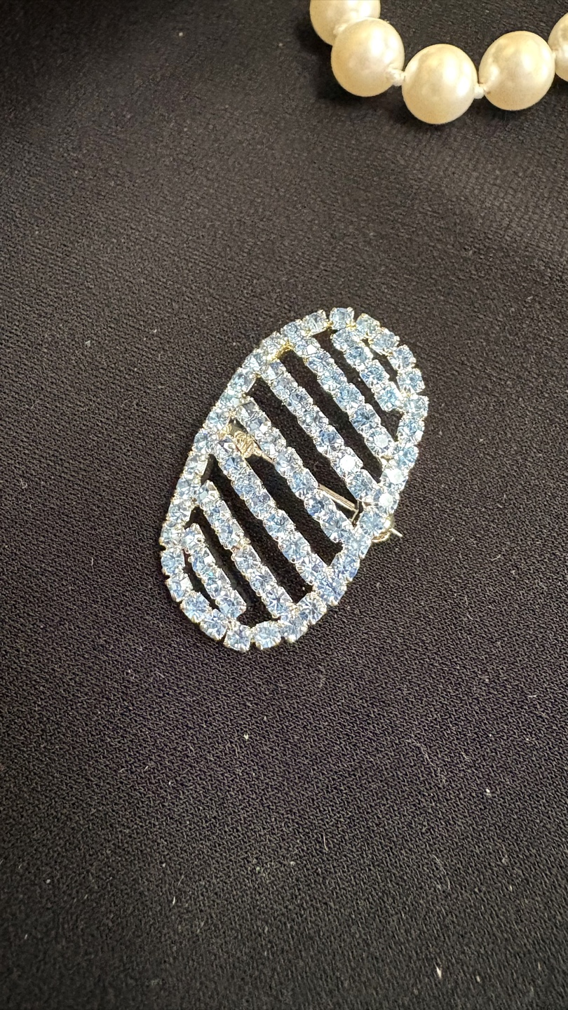 Oval Light Blue Rhinestone Small Brooch - NEW - photo 3
