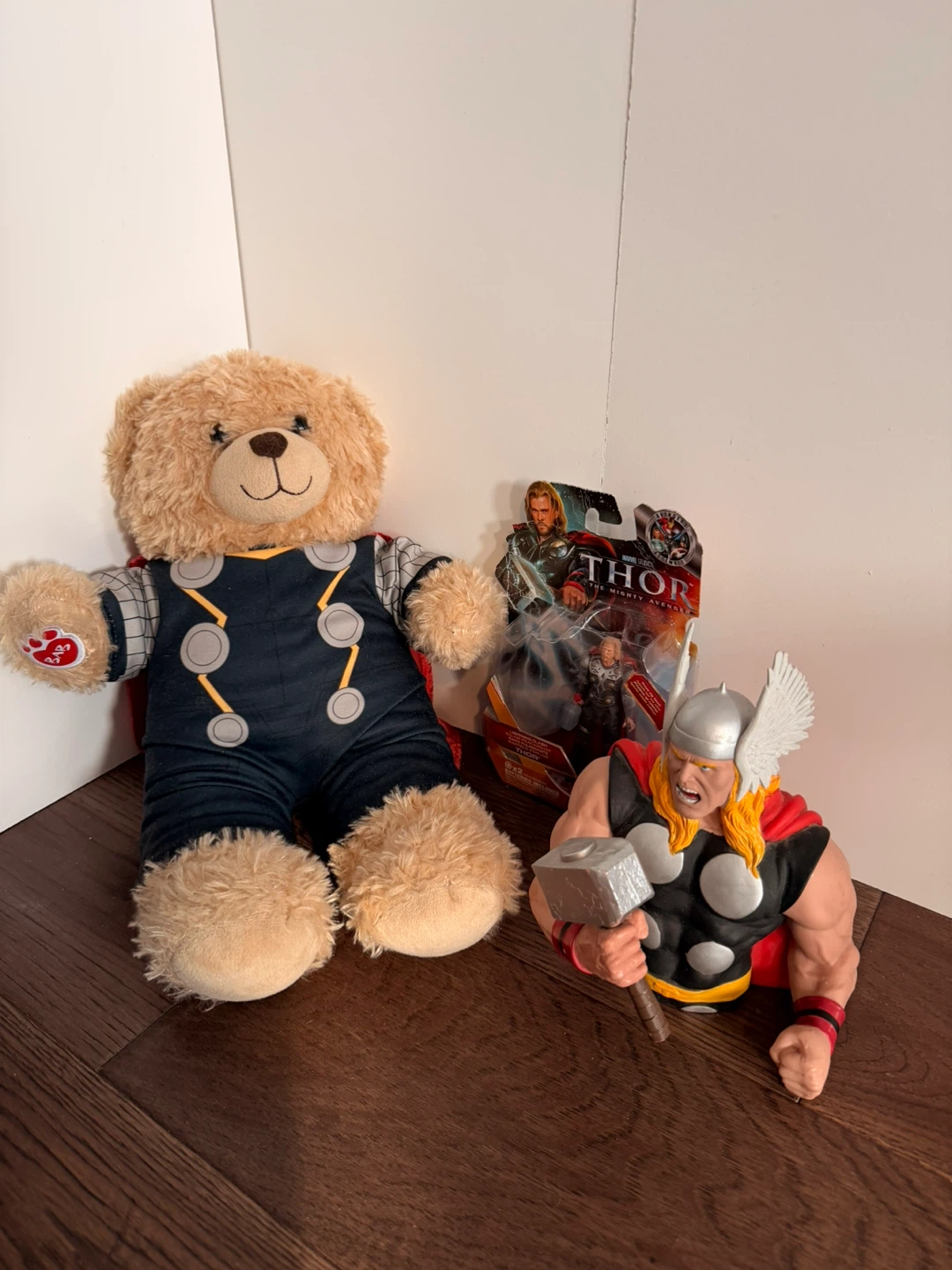 Thor Lot - Plushie, Action Figure and "The Mighty Avenger" Bank