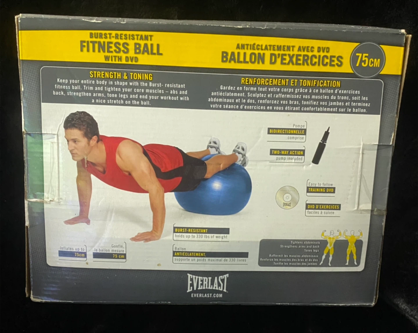 Everlast 75cm Burst-Resistant Fitness Ball with DVD - photo 2