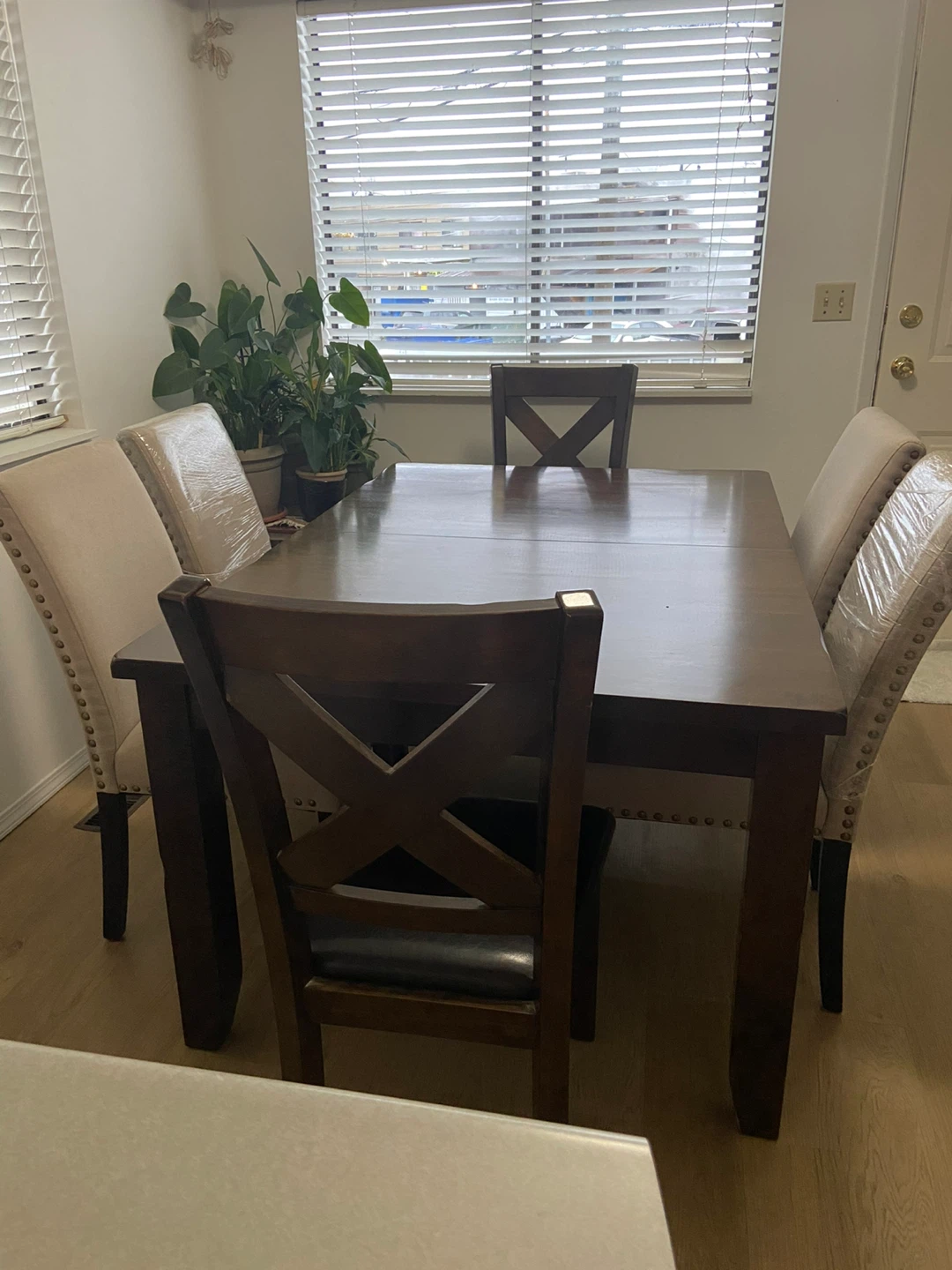 Wooden Dining Table Set with 6 Chairs