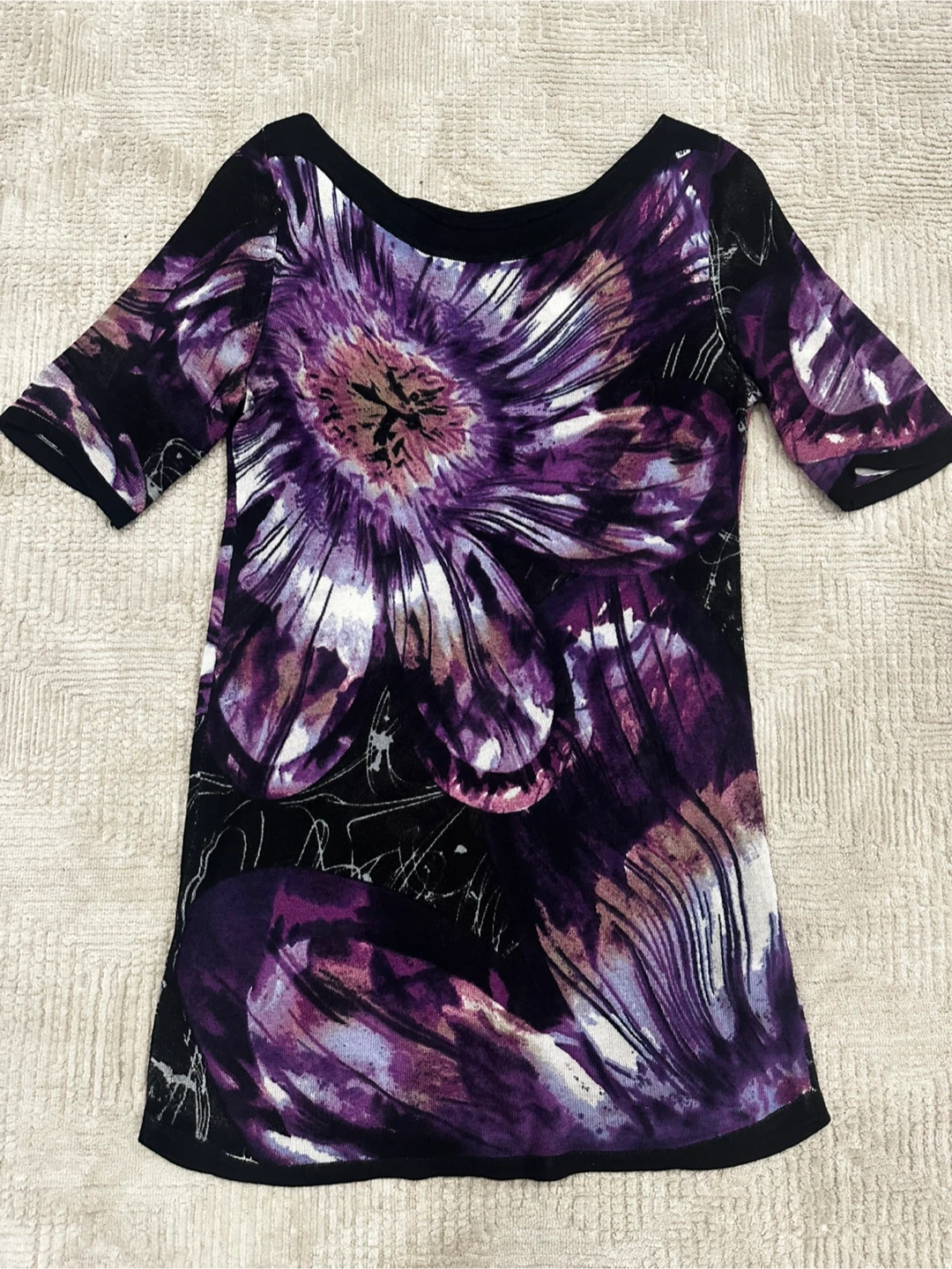 Desigual Purple Floral Print Short Sleeve Top