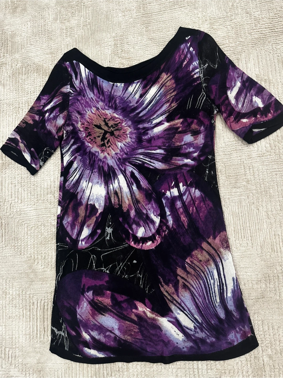 Desigual Purple Floral Print Short Sleeve Top - photo 2