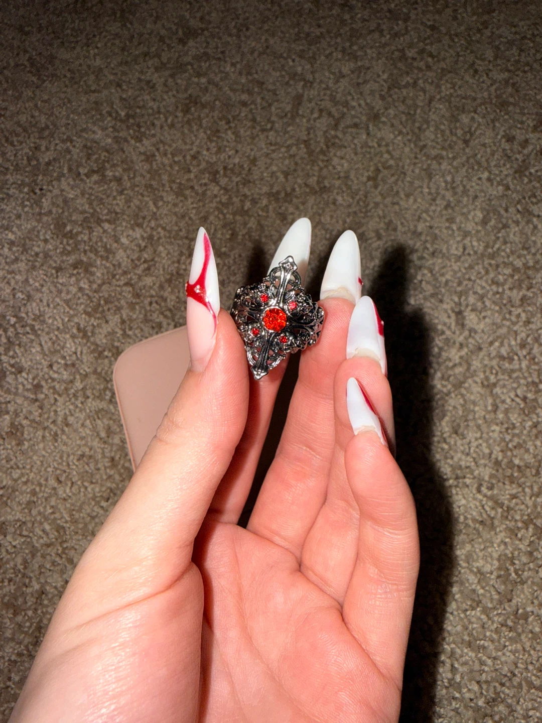 Gothic Red Stone Ring - photo 2