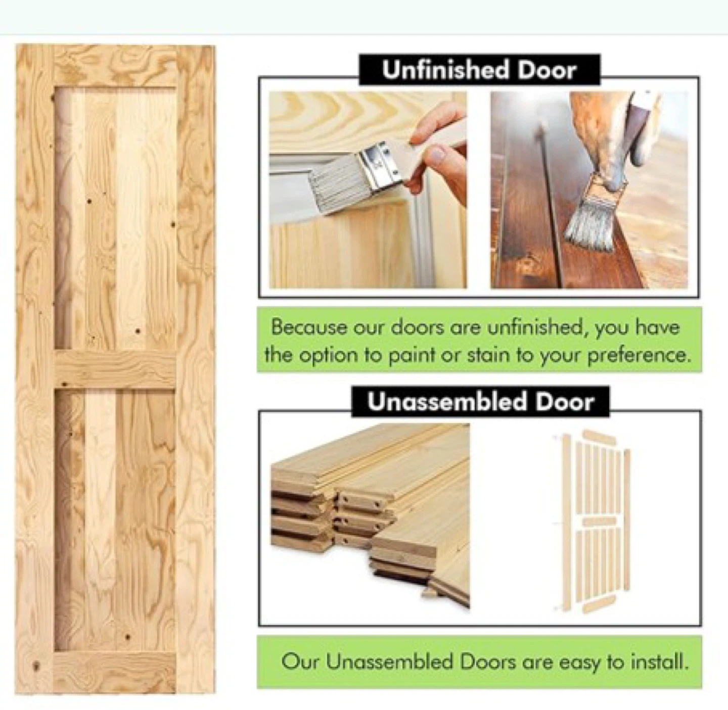 Brand New in Box, 2 Unfinished Wood Barn Door - photo 4
