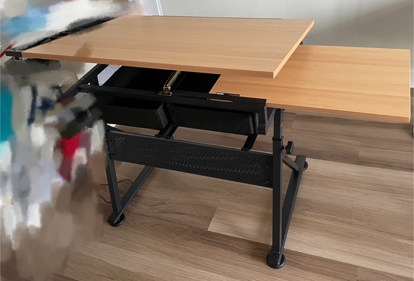 Adjustable Drafting Table with Side Shelf and Drawers - photo 4
