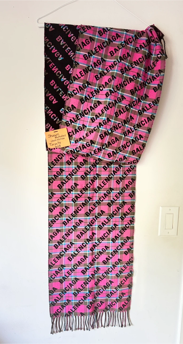Balenciaga Logo Checked Wool Scarf - photo 3