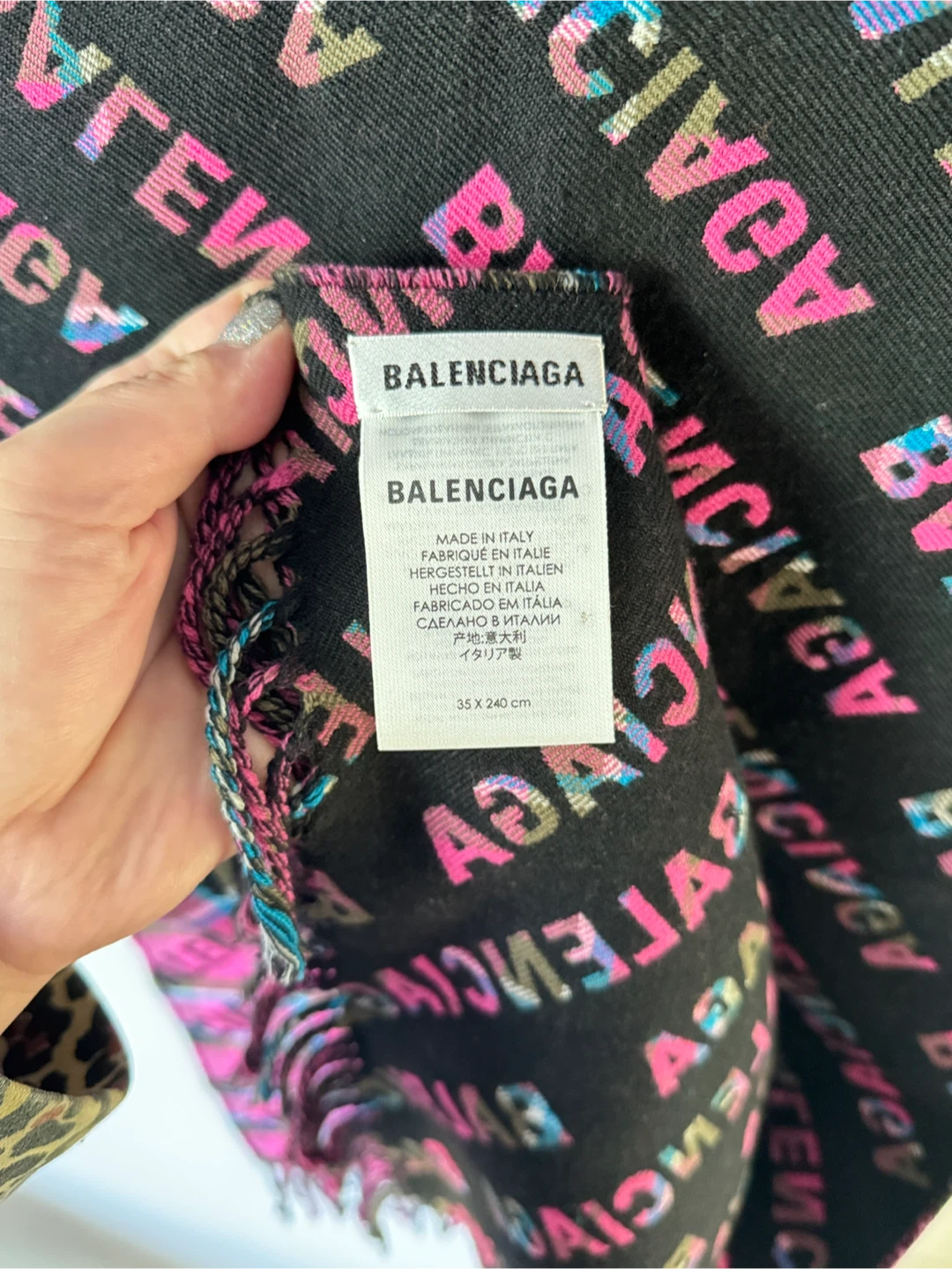 Balenciaga Logo Checked Wool Scarf - photo 5