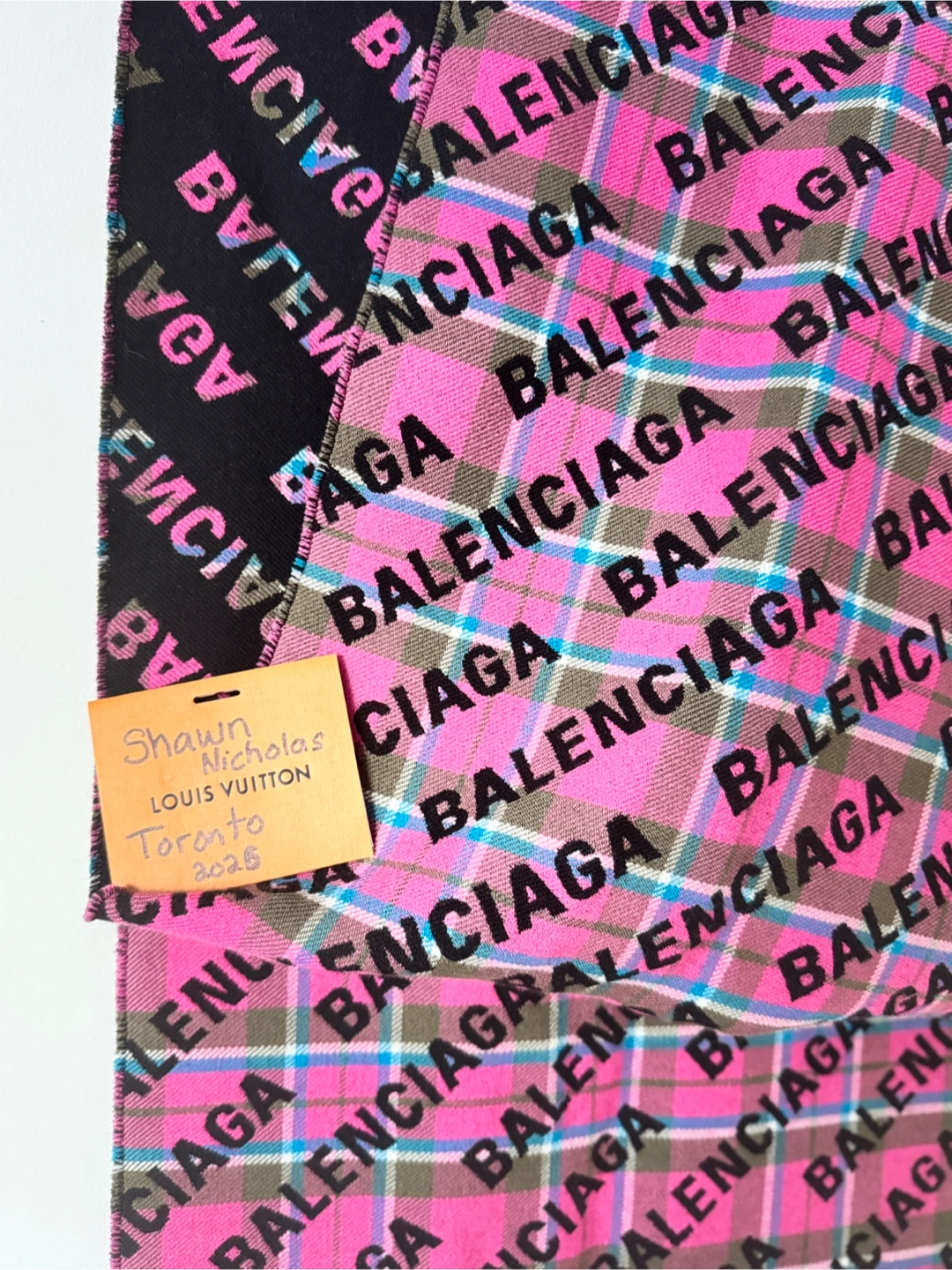 Balenciaga Logo Checked Wool Scarf - photo 2