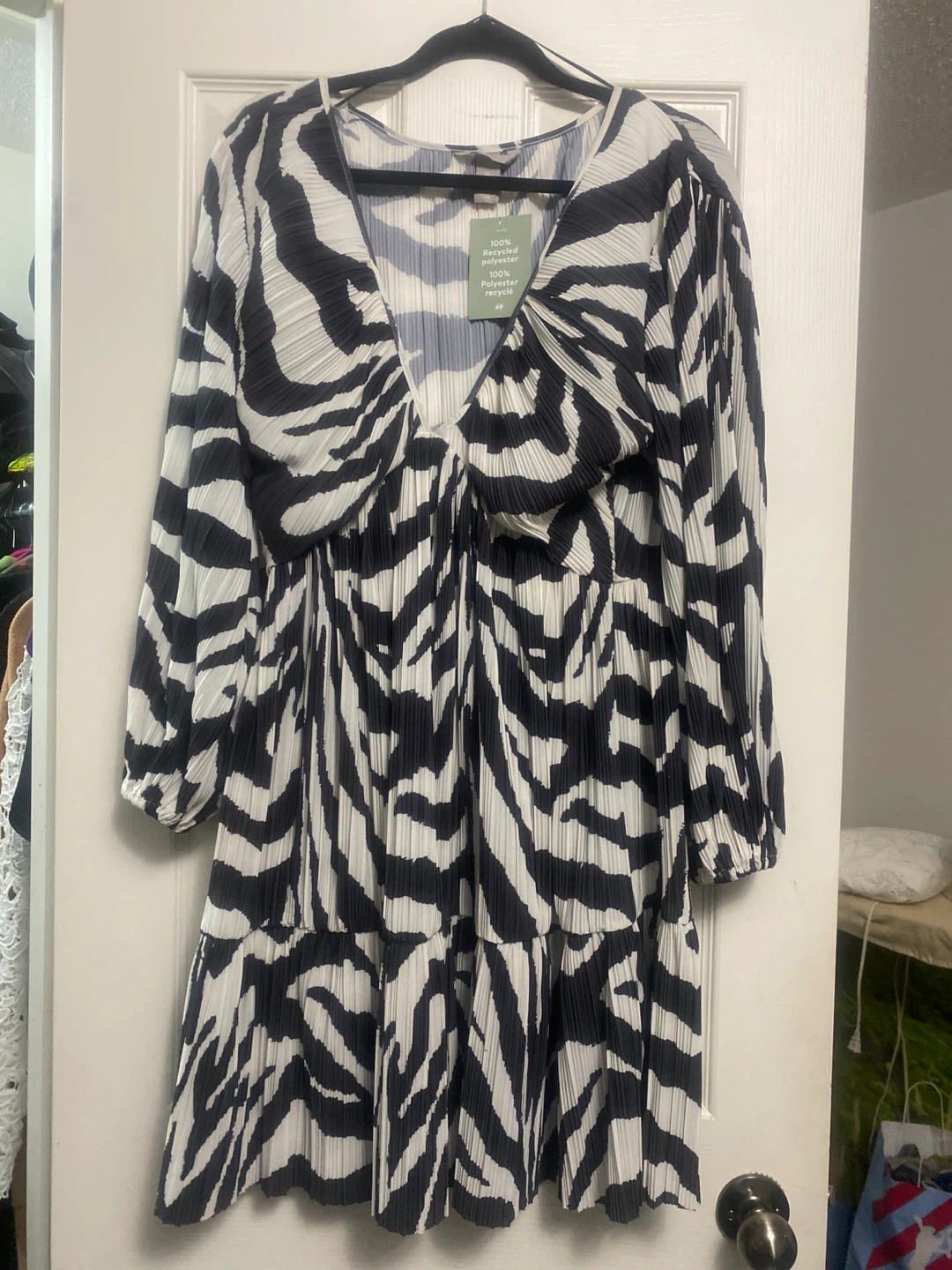 H&M Zebra Print Pleated Midi Dress