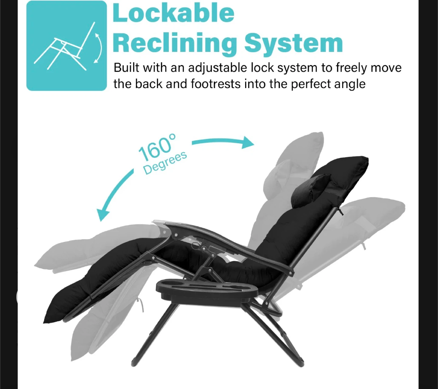 Black Zero Gravity Recliner Chair with Tray - photo 3