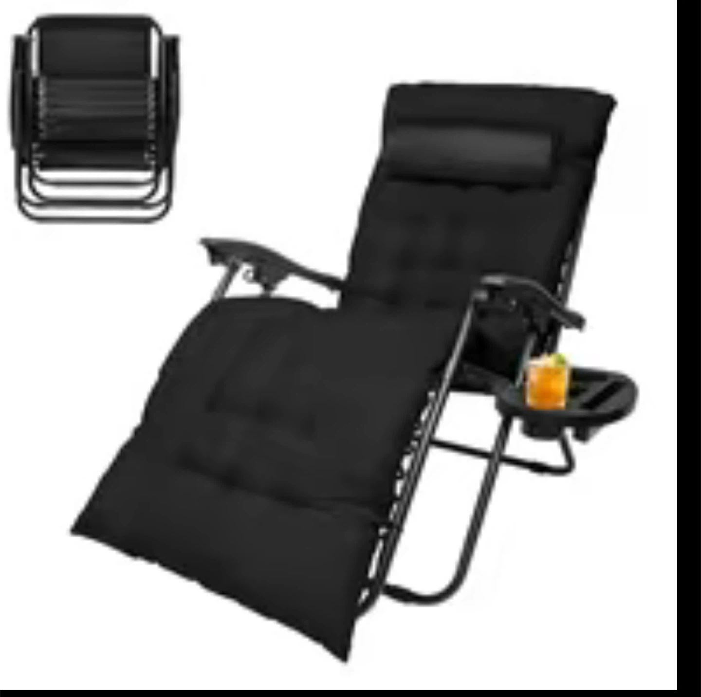 Black Zero Gravity Recliner Chair with Tray