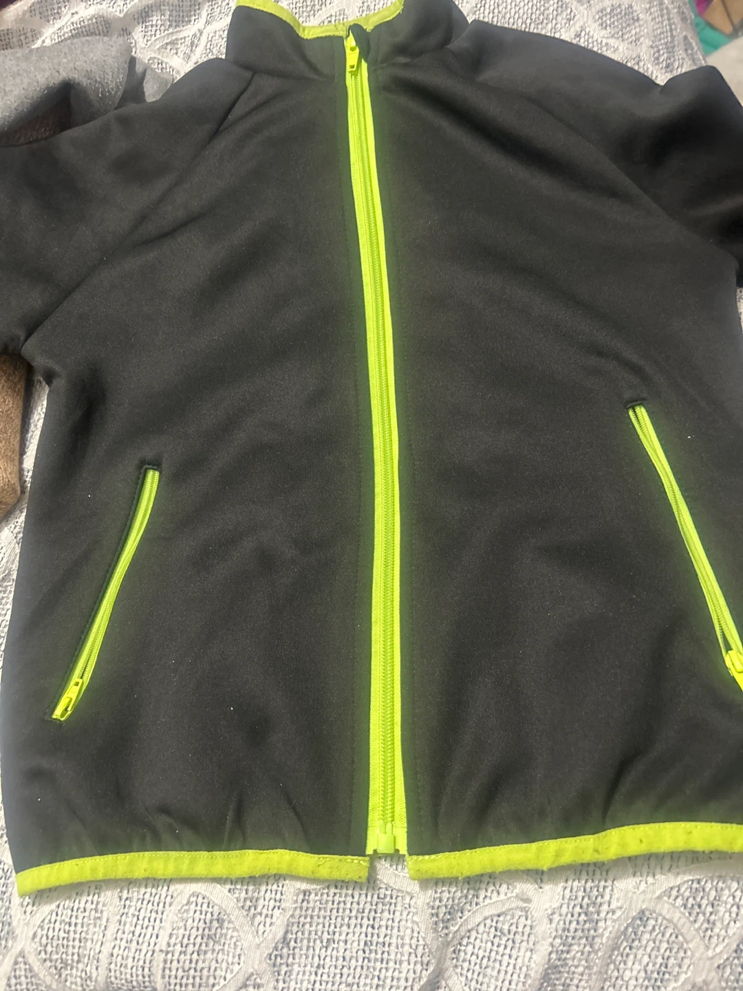 Children's Track Jacket with Neon Green Accents