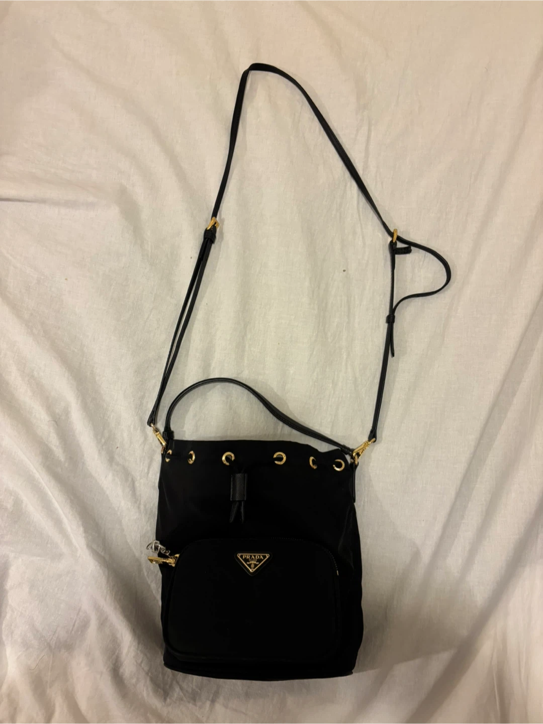 Prada Nylon Drawstring Bucket Bag - Black - photo 2