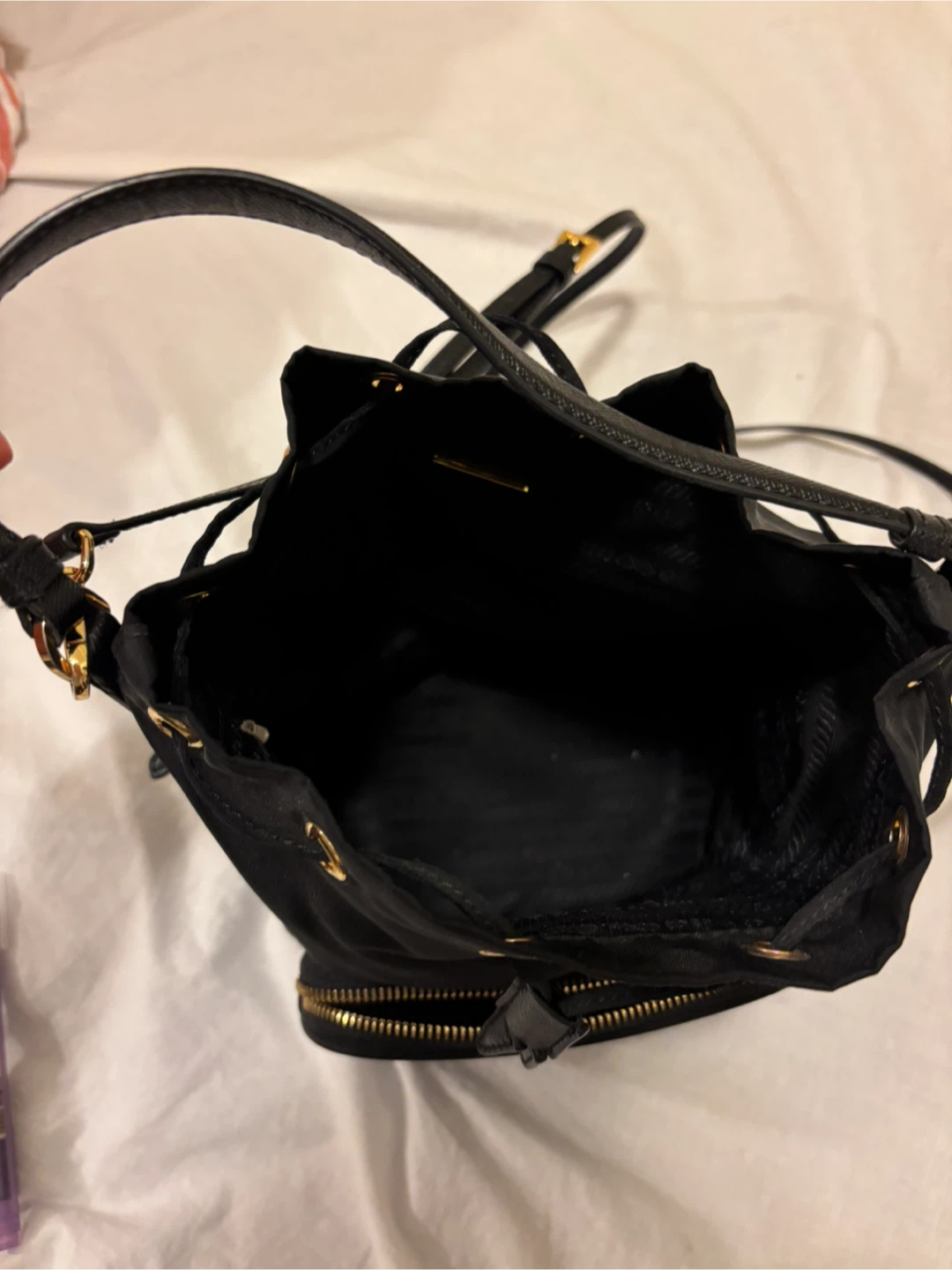 Prada Nylon Drawstring Bucket Bag - Black - photo 3