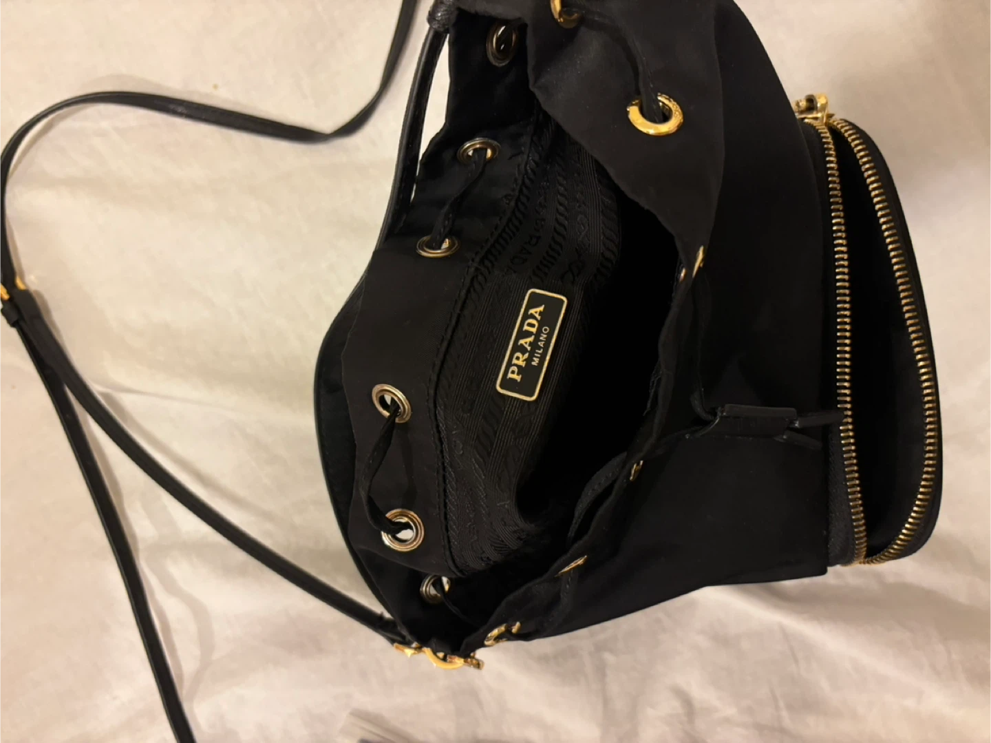 Prada Nylon Drawstring Bucket Bag - Black - photo 5
